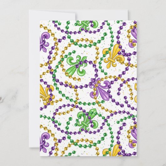 Mardi Gras Bridal Dusche Einladungspads - Weiß Einladung (Rückseite)