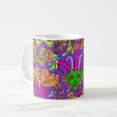 Mardi Gras Bright Lila grüne Masquerade Masken Kaffeetasse (Vorderseite Links)