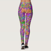 Mardi Gras Bright Lila grüne Masquerade Masken Leggings (Rückseite)