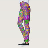 Mardi Gras Bright Lila grüne Masquerade Masken Leggings (Links)