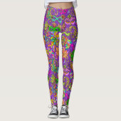 Mardi Gras Bright Lila grüne Masquerade Masken Leggings (Vorderseite)