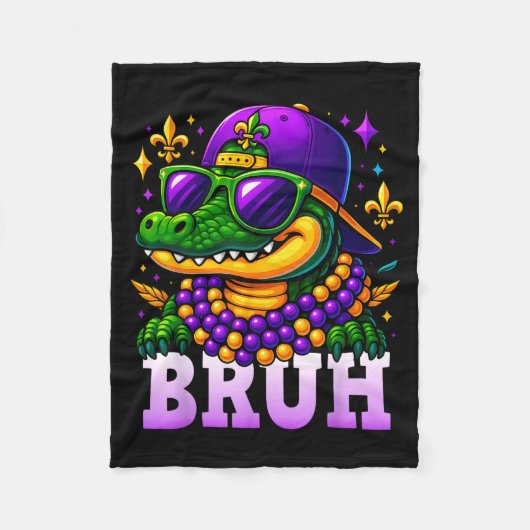 Mardi Gras Bruh Mardigator Alligator Costume Teens Fleecedecke (Vorderseite)