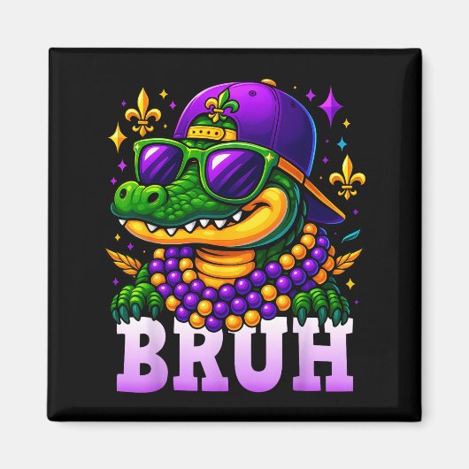 Mardi Gras Bruh Mardigator Alligator Costume Teens Magnet (Vorne)