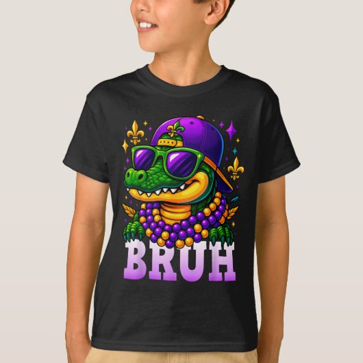 Mardi Gras Bruh Mardigator Alligator Costume Teens T-Shirt (Vorderseite)