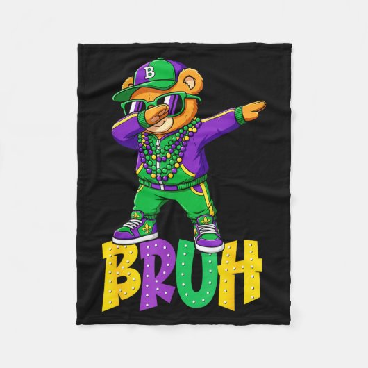 Mardi Gras Bruh Teddy Bear Hip Hop Boys Men New Or Fleecedecke (Vorderseite)