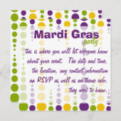 Mardi Gras Bubble Dots Einladung (Vorne/Hinten)
