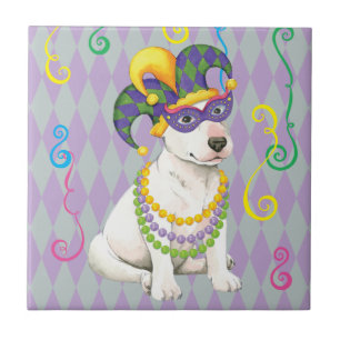 Mardi Gras Bull Terrier Fliese