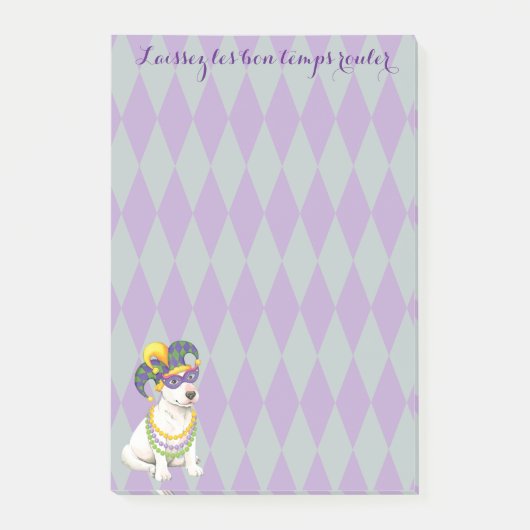 Mardi Gras Bull Terrier Post-it Klebezettel (Vorderseite)