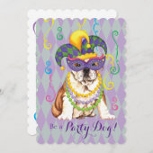 Mardi Gras Bulldog Einladung (Vorne/Hinten)