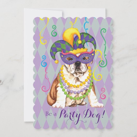 Mardi Gras Bulldog Einladung (Vorderseite)