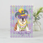 Mardi Gras Bulldog Einladung (Stehend Vorderseite)