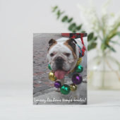 Mardi Gras Bulldog Postkarte (Stehend Vorderseite)