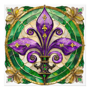 Mardi Gras Buntglas Fleur de lis Fotodruck