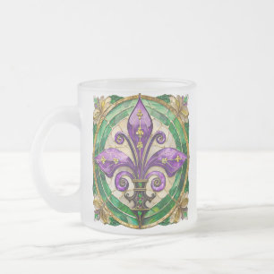 Mardi Gras Buntglas Fleur de lis Mattglastasse