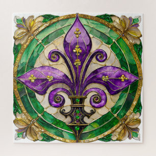 Mardi Gras Buntglas Fleur de lis Puzzle