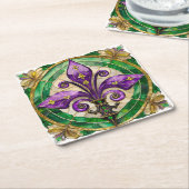 Mardi Gras Buntglas Fleur de lis Rechteckiger Pappuntersetzer (angewinkelt)