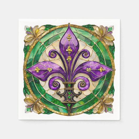 Mardi Gras Buntglas Fleur de lis Serviette (Vorderseite)