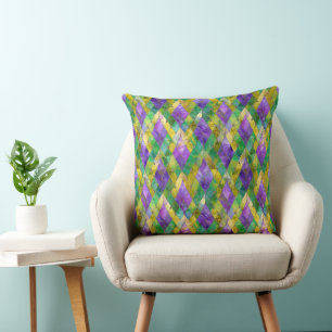 Mardi Gras Buntglas-Harlekin-Druck Kissen