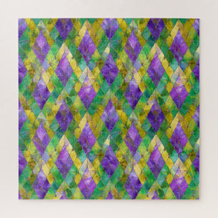 Mardi Gras Buntglas-Harlekin-Druck Puzzle