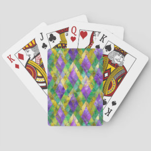 Mardi Gras Buntglas-Harlekin-Druck Spielkarten