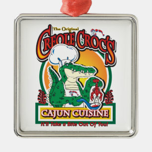 Mardi Gras Cajun Crocodile Ornament Aus Metall