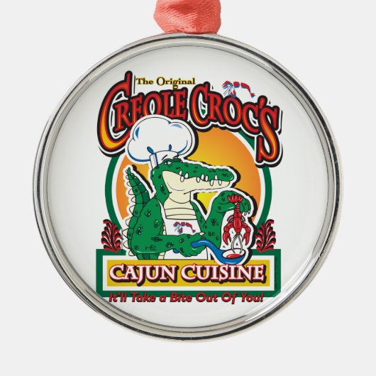 Mardi Gras Cajun Crocodile Ornament Aus Metall (Vorne)