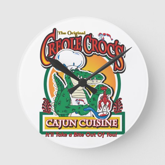 Mardi Gras Cajun Crocodile Runde Wanduhr (Vorderseite)
