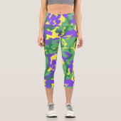 Mardi Gras Camouflage Camouflage Party farbig Capri Leggings (Vorderseite)