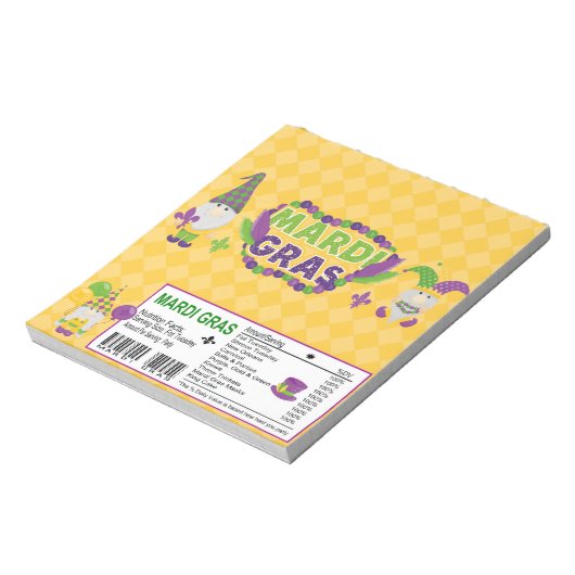 Mardi Gras Candy Bar Wrapper Gastgeschenke Notizblock (Rotiert)