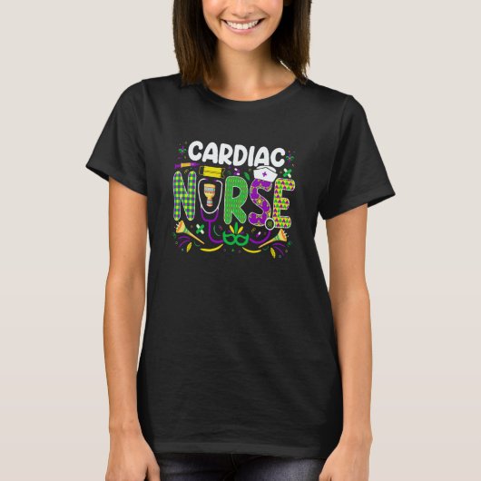 Mardi Gras Cardiac Nurse celebrations parade party T-Shirt (Vorderseite)