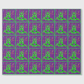 Mardi Gras Carnival Green Jesters mit Confetti Geschenkpapier (Flach)