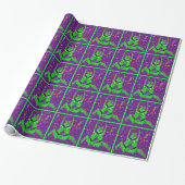 Mardi Gras Carnival Green Jesters mit Confetti Geschenkpapier (Ungerollt)