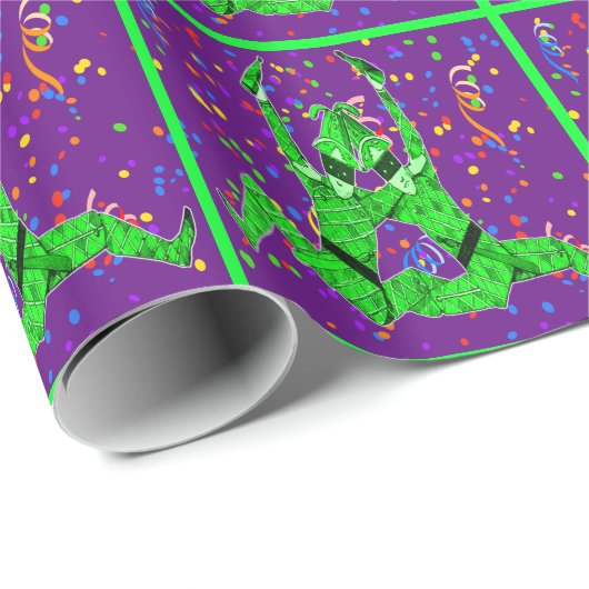 Mardi Gras Carnival Green Jesters mit Confetti Geschenkpapier (Rolleneckpunkt)