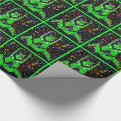 Mardi Gras Carnival Green Jesters mit Confetti Geschenkpapier (Ecke)
