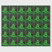 Mardi Gras Carnival Green Jesters mit Confetti Geschenkpapier (Flach)