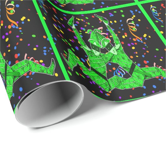 Mardi Gras Carnival Green Jesters mit Confetti Geschenkpapier (Rolleneckpunkt)