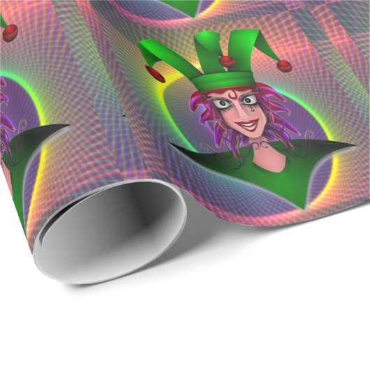Mardi Gras Carnival Jester Geschenkpapier (Rolleneckpunkt)