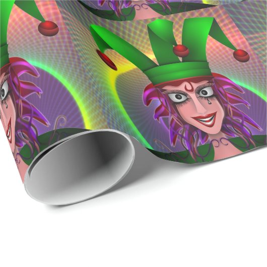 Mardi Gras Carnival Jester Geschenkpapier (Rolleneckpunkt)