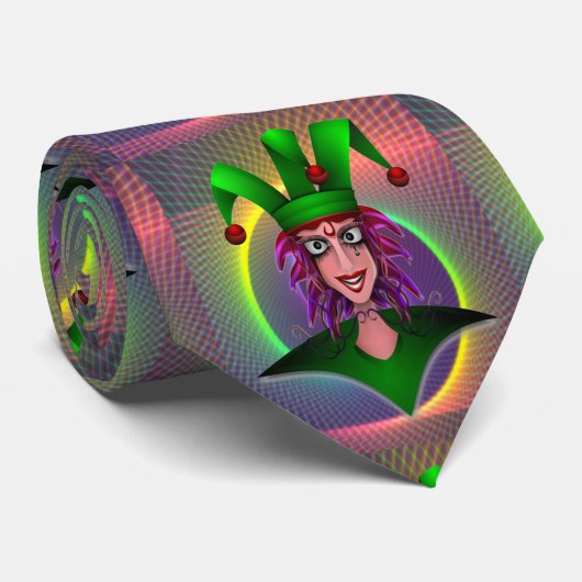 Mardi Gras Carnival Lila Green Jester Krawatte (Gerollt)