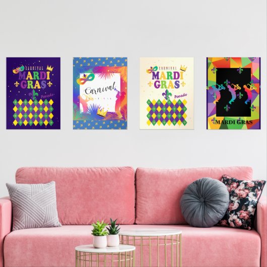 Mardi Gras Carnival Lilie Diamond Harlequin Bilderwand Sets (Wohnzimmer)