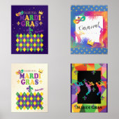 Mardi Gras Carnival Lilie Diamond Harlequin Bilderwand Sets (Vorderseite)