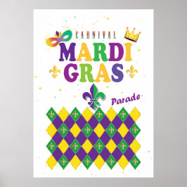 Mardi Gras Carnival Lilie Diamond Harlequin Poster
