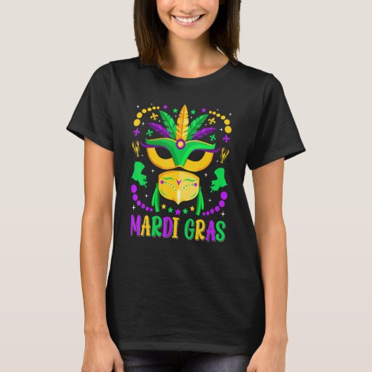 Mardi Gras Carnival Mask Beads Costume Mardi Gras T-Shirt (Vorderseite)