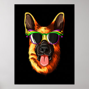 Mardi Gras Carnival Mask German Shepherd Poster