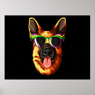 Mardi Gras Carnival Mask German Shepherd Poster