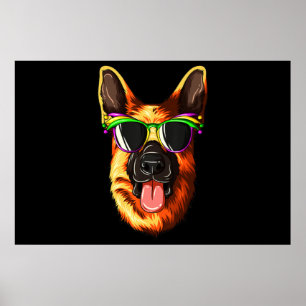 Mardi Gras Carnival Mask German Shepherd Poster
