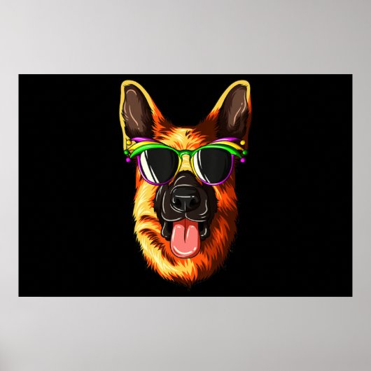 Mardi Gras Carnival Mask German Shepherd Poster (Vorne)