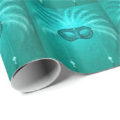 Mardi Gras Carnival Mask Türkis Geschenkpapier (Rolleneckpunkt)