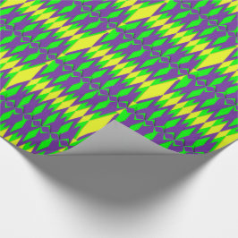 Mardi Gras Carnival Neon Green Yellow Lila Geschenkpapier