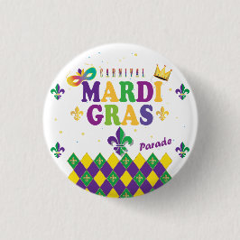 Mardi Gras Carnival Party Lilie Muster Button